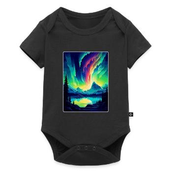 Northern Lights Iceland Mur d’affiches de voyage vintage - Body à manches courtes Premium Bébé - noir - Devant