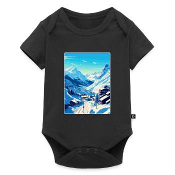 Obergurgl Autriche Affiche de voyage vintage souvenir - Body à manches courtes Premium Bébé - noir - Devant