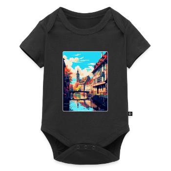 Strasbourg France Vintage Travel Poster Souvenir - Baby Premium short-sleeve bodysuit - black - Front
