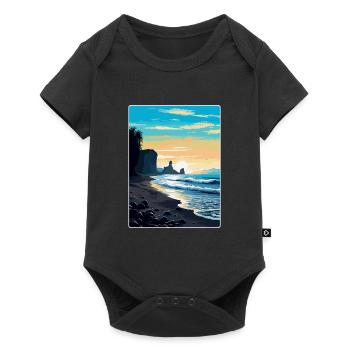 Black Sand Beach Iceland Vintage Travel Poster WPA - Baby Premium short-sleeve bodysuit - black - Front