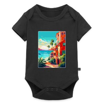 Costa Del Sol Spanien Vintage Reiseplakat Souvenir - Baby Premium Kurzarmbody - Schwarz - Vorne