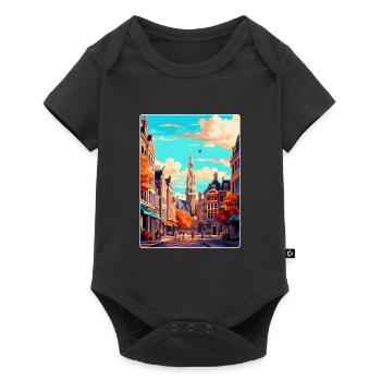 Brussels Belgium Vintage Travel Poster Souvenir - Baby Premium short-sleeve bodysuit - black - Front