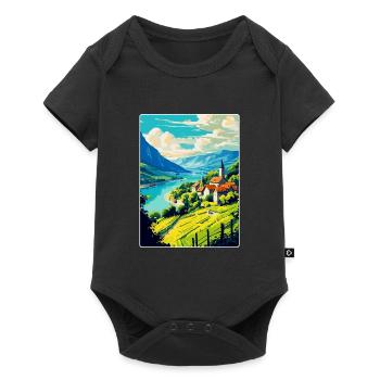 Affiche de voyage vintage WPA de la vallée de la Wachau en Autriche - Body à manches courtes Premium Bébé - noir - Devant