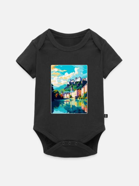 Salzburg Austria Vintage Travel Poster Souvenir - Baby Premium short-sleeve bodysuit - black