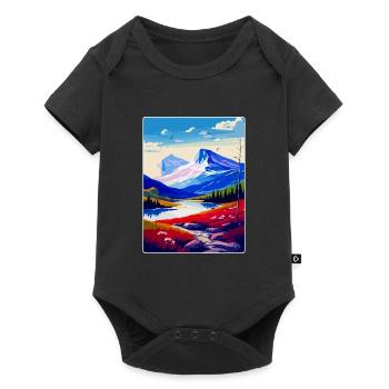 Scandinavian Mountains Norway Travel Poster WPA - Baby Premium short-sleeve bodysuit - black - Front