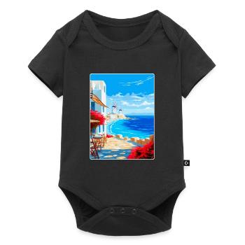 Mykonos Grèce Affiche de voyage vintage Souvenir WPA - Body à manches courtes Premium Bébé - noir - Devant