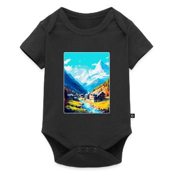 Saas Fee Suisse Affiche de voyage vintage WPA Art - Body à manches courtes Premium Bébé - noir - Devant