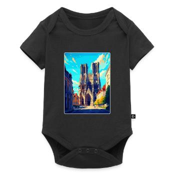 Reims France Vintage Travel Poster WPA Souvenir - Baby Premium short-sleeve bodysuit - black - Front