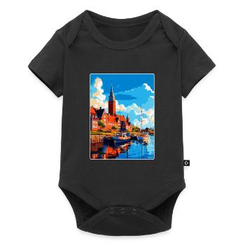 Halmstad Sweden Vintage Travel Poster Souvenir WPA - Baby Premium short-sleeve bodysuit - black - Front