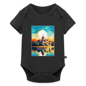 Budapest Hongrie Affiche de voyage vintage souvenir - Body à manches courtes Premium Bébé - noir - Devant