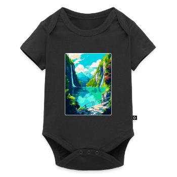 Nationalpark Plitvicer Seen Kroatien Reiseplakat - Baby Premium Kurzarmbody - Schwarz - Vorne