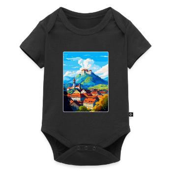 Ljubljana Slovenia Vintage Travel Poster Souvenir - Baby Premium short-sleeve bodysuit - black - Front