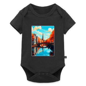 Amsterdam Netherlands Vintage Travel Poster WPA - Baby Premium short-sleeve bodysuit - black - Front