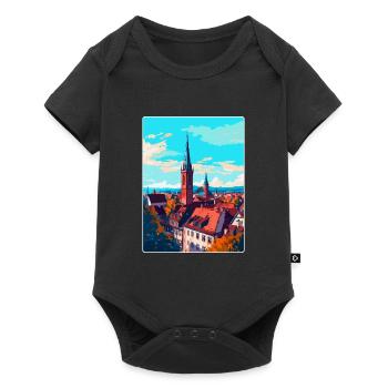 Freiburg Germany Vintage Travel Poster Souvenir - Baby Premium short-sleeve bodysuit - black - Front