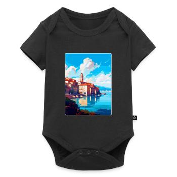 Santander Spanien Vintage Reiseplakat Souvenir WPA - Baby Premium Kurzarmbody - Schwarz - Vorne