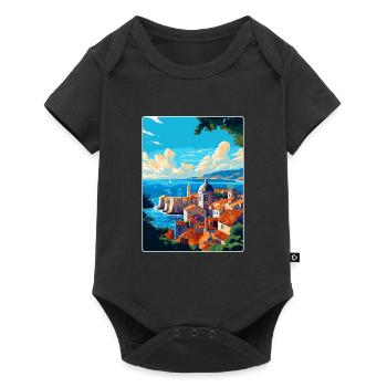 Dubrovnik Croatie Poster de voyage vintage souvenir - Body à manches courtes Premium Bébé - noir - Devant