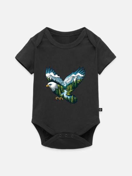 Eagle Natur Abenteuer Camping - Baby Premium Kurzarmbody - Schwarz