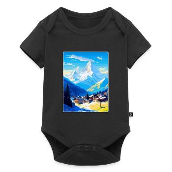 Chamonix France Vintage Travel Poster Souvenir WPA - Baby Premium short-sleeve bodysuit - black - Front