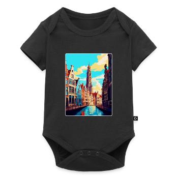 Antwerp Belgium Vintage Travel Poster Souvenir WPA - Baby Premium short-sleeve bodysuit - black - Front