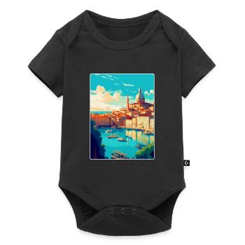 Marseille France Vintage Poster De Voyage Souvenir - Body à manches courtes Premium Bébé - noir - Devant