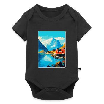 Lofoten Islands Norway Vintage Travel Poster WPA - Baby Premium short-sleeve bodysuit - black - Front