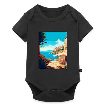 Rhodes Grèce Vintage Voyage Poster WPA Souvenir - Body à manches courtes Premium Bébé - noir - Devant