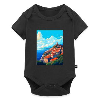 Eze France Vintage Travel Poster Souvenir Souvenir - Baby Premium short-sleeve bodysuit - black - Front