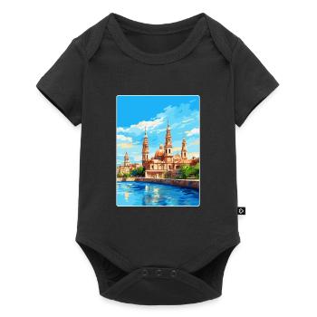 Saragosse Espagne Affiche de voyage vintage Souvenir WPA - Body à manches courtes Premium Bébé - noir - Devant