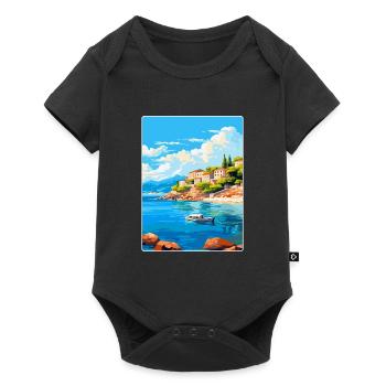Affiche de voyage vintage de l’île d’Agistri en Grèce WPA - Body à manches courtes Premium Bébé - noir - Devant