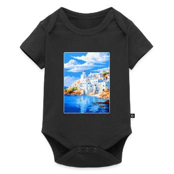 Patmos Grèce Affiche de voyage vintage WPA Souvenir - Body à manches courtes Premium Bébé - noir - Devant
