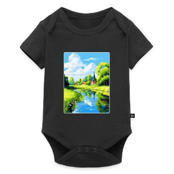 Spreewald Allemagne Affiche de voyage vintage souvenir - Body à manches courtes Premium Bébé - noir - Devant