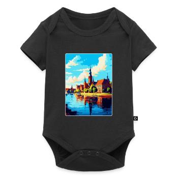 Szczecin Pologne Affiche de voyage vintage souvenir WPA - Body à manches courtes Premium Bébé - noir - Devant