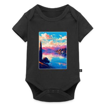 Lago Maggiore Schweiz Vintage Reiseplakat - Baby Premium Kurzarmbody - Schwarz - Vorne