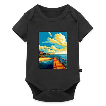 Swinoujscie Pologne Affiche de voyage vintage souvenir - Body à manches courtes Premium Bébé - noir - Devant