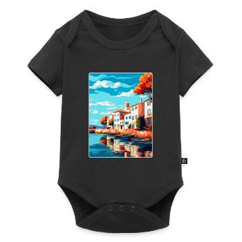 Tavira Portugal Vintage Travel Poster Souvenir WPA - Baby Premium short-sleeve bodysuit - black - Front