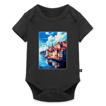 Porto Portugal Vintage Travel Poster Souvenir WPA - Baby Premium short-sleeve bodysuit - black - Front