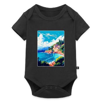 Punta Rata Kroatien Vintage Reiseplakat Souvenir - Baby Premium Kurzarmbody - Schwarz - Vorne