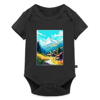 Mayrofen, Autriche, Affiche de voyage vintage, souvenir - Body à manches courtes Premium Bébé - noir - Devant