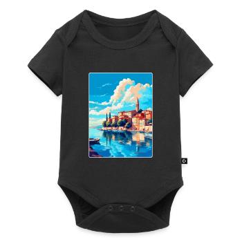 Novigrad Croatie Affiche de voyage vintage souvenir - Body à manches courtes Premium Bébé - noir - Devant