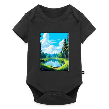 Bialowieza Pologne Affiche de voyage vintage souvenir - Body à manches courtes Premium Bébé - noir - Devant