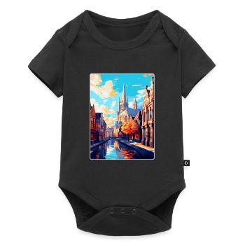 Gent Belgien Vintage Reiseplakat WPA Souvenir - Baby Premium Kurzarmbody - Schwarz - Vorne