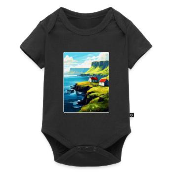 Affiche de voyage vintage des îles Féroé Danemark WPA Art - Body à manches courtes Premium Bébé - noir - Devant