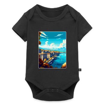 Genève Suisse Affiche de voyage vintage souvenir - Body à manches courtes Premium Bébé - noir - Devant
