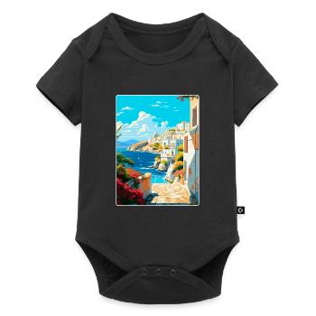 Milos Griechenland Vintage Reiseposter WPA Souvenir - Baby Premium Kurzarmbody - Schwarz - Vorne