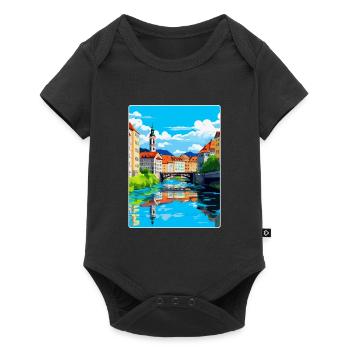 Ljubljana Slovenia Vintage Travel Poster Souvenir - Baby Premium short-sleeve bodysuit - black - Front