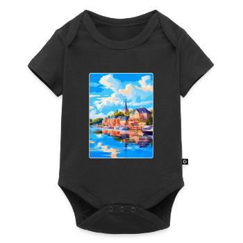 Souvenir de l’affiche de voyage vintage Naantali Finlande - Body à manches courtes Premium Bébé - noir - Devant