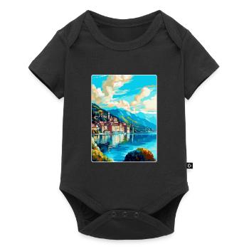 Lugano Suisse Affiche de voyage vintage souvenir - Body à manches courtes Premium Bébé - noir - Devant