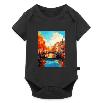 Amsterdam Netherlands Vintage Travel Poster WPA - Baby Premium short-sleeve bodysuit - black - Front