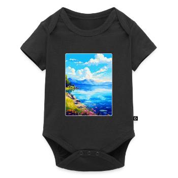 Lac du Bourget France Affiche de voyage vintage souvenir - Body à manches courtes Premium Bébé - noir - Devant