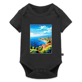 Côte d Azur Frankreich Vintage Reiseplakat Souvenir - Baby Premium Kurzarmbody - Schwarz - Vorne